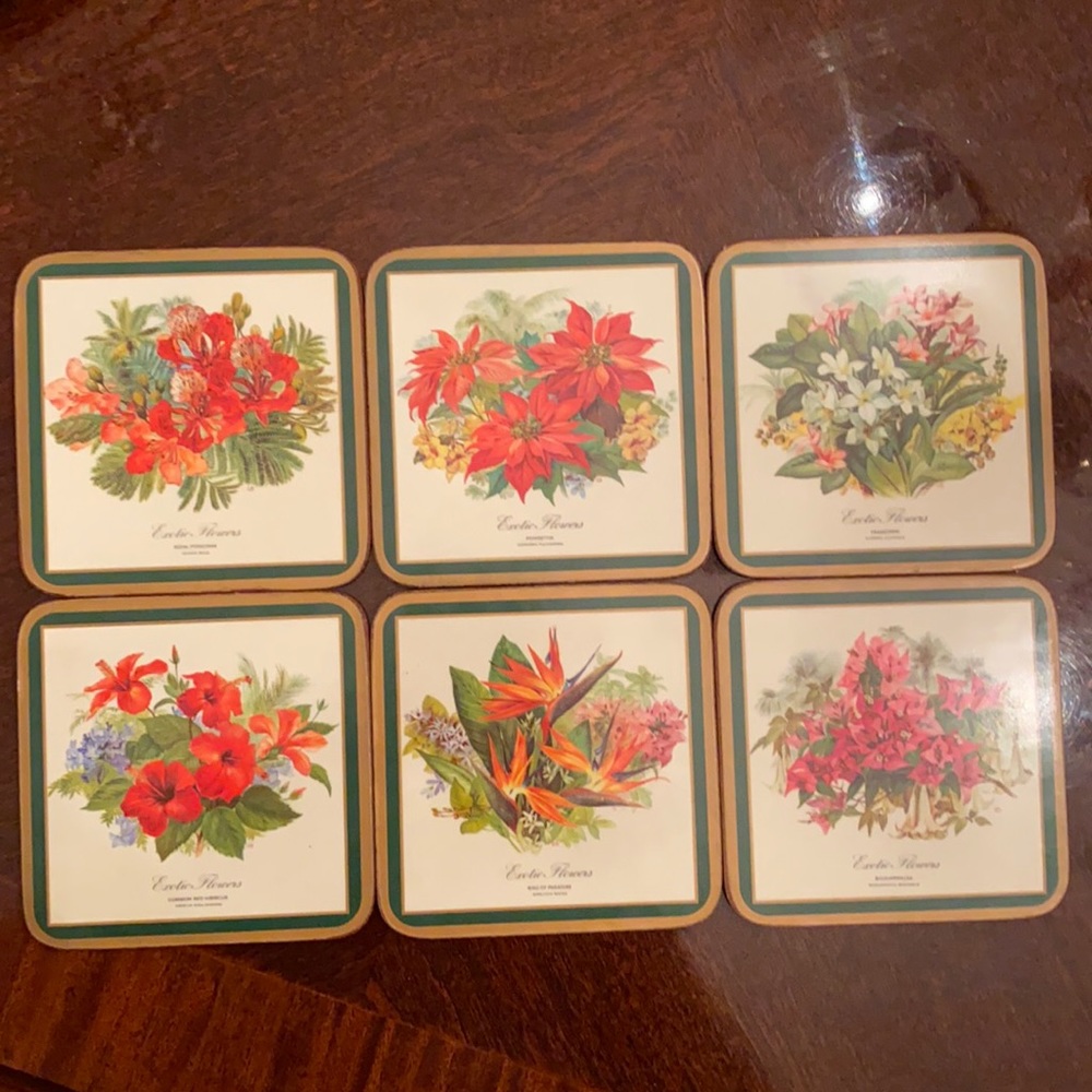 Vintage Pimpernel Exotic Flowers Coasters